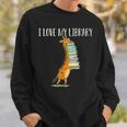 Book Reading Giraffe I Love My Library Sweatshirt Gifts for Him
