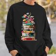 Book Stack With Flowers Reading Lover Bookish Sweatshirt Gifts for Him