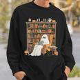 Bookish Ghost Haunted Library Cat Bookworm Book Lover Sweatshirt Gifts for Him