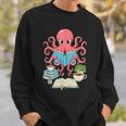 Bookish Octopus Reading Books And Coffee Literary Lover Art Sweatshirt Gifts for Him