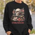 Booktrovert Skull Books Tea Flower Gothic Bookworm Bookish Sweatshirt Gifts for Him