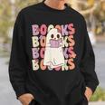 Boooks Halloween Ghost Pun Boo Books Groovy Ghost Sweatshirt Gifts for Him