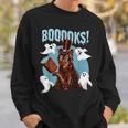 Booooks Cat Reading Book Ghosts Halloween Librarian Teacher For Men Women Kids Sweatshirt Gifts for Him