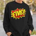 Boy Five Superhero Comic Book Hero 5th Birthday Boy 5 Years Sweatshirt Gifts for Him