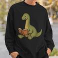 Brachiosaurus Dinosaur Reading Book Nerd Sweatshirt Gifts for Him