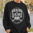 Brains And Gains Club Book Gym Lover Sweatshirt Gifts for Him
