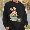 Bunny With Books And Coffee Reading Booknerd Bookish Easter Sweatshirt Gifts for Him