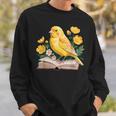 Canary Bird Floral Book Yellow Bird Reading Bookish Teacher Sweatshirt Gifts for Him
