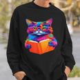 Cat Book Shirt Colorful Cat Reading Book Sweatshirt Gifts for Him Cat Book Shirt Colorful Cat Reading Book Sweatshirt Gifts for Him