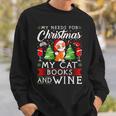 Cat Books Wine Lover Cute Cat Christmas Men Women Sweatshirt Gifts for Him