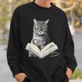 Cat Bookworm Reading Book Graphic Sweatshirt Gifts for Him Cat Bookworm Reading Book Graphic Sweatshirt Gifts for Him