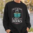 Cat Read Book Reader Reading Librarian Sweatshirt Gifts for Him