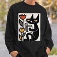 Cat Reading Book Folk Art Cozy Illustration Sweatshirt Gifts for Him Cat Reading Book Folk Art Cozy Illustration Sweatshirt Gifts for Him