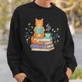 Cat Reading Book Lover Coffee Books Teacher Librarian Cat Sweatshirt Gifts for Him