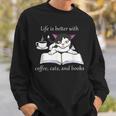 Cat Reads a Book Reading Coffee Sweatshirt Gifts for Him