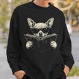 Chihuahua Reading Book Sunglasses Vintage Graphic Sweatshirt Gifts for Him