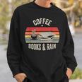 Coffee Books And Rain Retro Vintage Book Lover Reading Sweatshirt Gifts for Him
