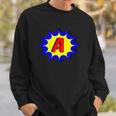 Comic Book Style Monogram Initial Letter A Superhero Sweatshirt Gifts for Him