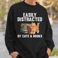 Cool Book Reader For Men Women Book Lover Bookworm Cat Book Sweatshirt Gifts for Him