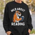 Cool Tiger Reading Book Wild About Reading Kids Books Reader Sweatshirt Gifts for Him