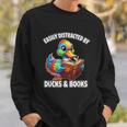 Cool Vintage Easily Distracted By Ducks & Books Lover Sweatshirt Gifts for Him