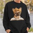 Cute Bulldog Reading Dog Book Lover Animal Graphic French Sweatshirt Gifts for Him