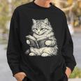 Cute Cat Reading Book Classic Bookworm Animal Pet Lover Sweatshirt Gifts for Him
