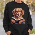 Cute Dog Golden Retriever Reading Book Sweatshirt Gifts for Him