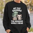 Cute Fantasy Book Reader Apparel Cat Dragon Bookish Magic Sweatshirt Gifts for Him