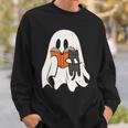 Cute Ghost Cat Reading Book Spooky Season Halloween Costume Sweatshirt Gifts for Him