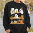 Cute Halloween Ghost Bookshelf Cat Book Lover Sweatshirt Gifts for Him Cute Halloween Ghost Bookshelf Cat Book Lover Sweatshirt Gifts for Him