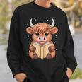 Cute Highland Cow Reading Book Sweatshirt Gifts for Him