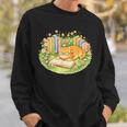 Cute Kawaii Cat Books Flowers Sweatshirt Gifts for Him Cute Kawaii Cat Books Flowers Sweatshirt Gifts for Him