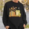 Cute Kawaii Frog Books Flowers Sweatshirt Gifts for Him Cute Kawaii Frog Books Flowers Sweatshirt Gifts for Him