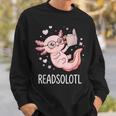 Cute Kawaii Readsolotl Axolotl Reading Book Pun Sweatshirt Gifts for Him