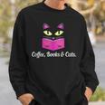 Cute Kitty Face Coffee Books & Cats Sweatshirt Gifts for Him