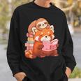 Cute Red Panda Reading Book Sloth Kawaii Animal Sweatshirt Gifts for Him
