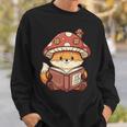 Cute Shiba Inu Mushroom Hat Reading Book Art Sweatshirt Gifts for Him