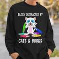 Distracted By Cats Coffee And Books Sweatshirt Gifts for Him