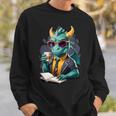 Dragon Reading Book Fantasy Reader Graphic Sweatshirt Gifts for Him Dragon Reading Book Fantasy Reader Graphic Sweatshirt Gifts for Him