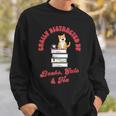 Easily Distracted By Books Cats Tea Book Lovers Librarians Sweatshirt Gifts for Him