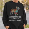 Easily Distracted By Bulldogs & Books Lover Pet Pup Sweatshirt Gifts for Him