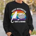 Easily Distracted By Cats And Books – Retro Sunset Rainbow Sweatshirt Gifts for Him Easily Distracted By Cats And Books – Retro Sunset Rainbow Sweatshirt Gifts for Him