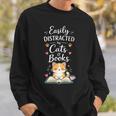 Easily Distracted By Cats And Books Cat & Book Lover Sweatshirt Gifts for Him