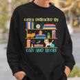 Easily Distracted By Cats And Books Cat Book Lovers Bookworm Sweatshirt Gifts for Him