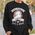 Easily Distracted By Cats And Books Men Cat Book Lover Sweatshirt Gifts for Him