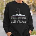 Easily Distracted By Cats And Books Reading Cats Main Coon Sweatshirt Gifts for Him
