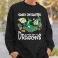 Easily Distracted By Coffee Books And Dragons Fantasy Sci-Fi Sweatshirt Gifts for Him