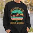 Easily Distracted By Dholes & Books Retro Wild Dogs Lover Sweatshirt Gifts for Him