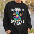Easily Distracted By Dragons & Books Bookworm Library Sweatshirt Gifts for Him